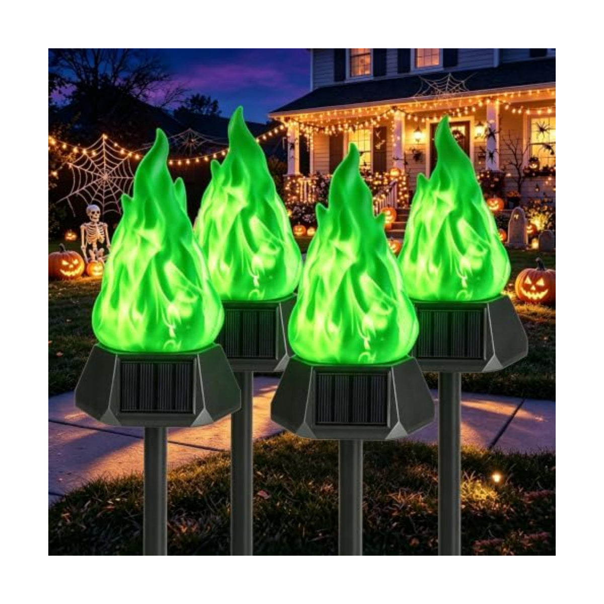 Toodour Solar Halloween Lights Outdoor, 4 Pack Solar Torch Light Waterproof