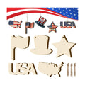 30Pcs Patriotic July of 4th Independence Day Unfinished Wooden Gift Ornaments DIY Craft Activity Paintable Blank Cutouts Hanging Wood Slices for Memorial Day Classroom Art Crafts Party Supplies