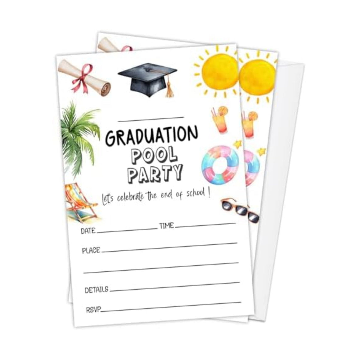 Graduation Invitations 2026 with Envelopes - 20 Pack Class of 2026 Black and Gold Graduation Party Invitations, 4x6 Inch Fill-in Graduation Announcements for High School or College - A01