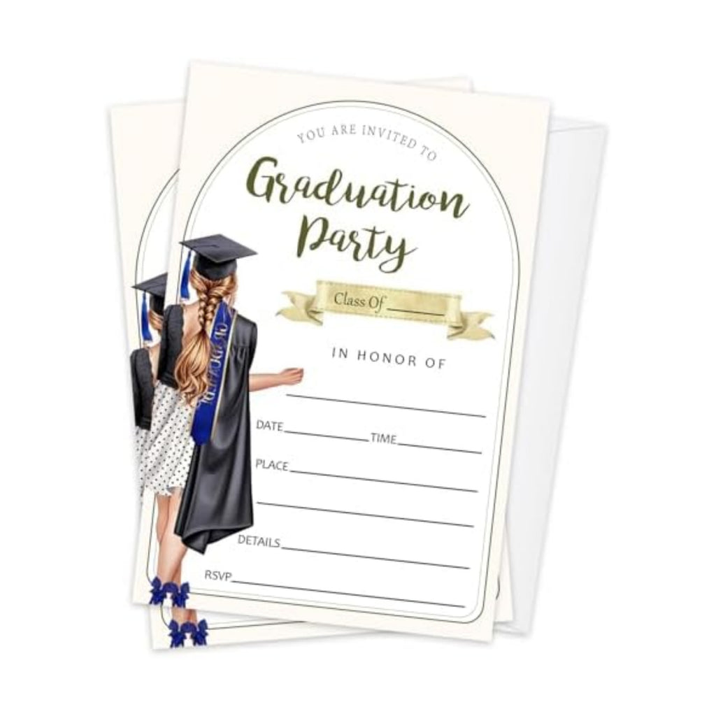 Graduation Invitations 2026 with Envelopes - 20 Pack Class of 2026 Tuxedo style Graduation Party Invitations, 4x6 Inch Fill-in Graduation Announcements for High School or College - A07