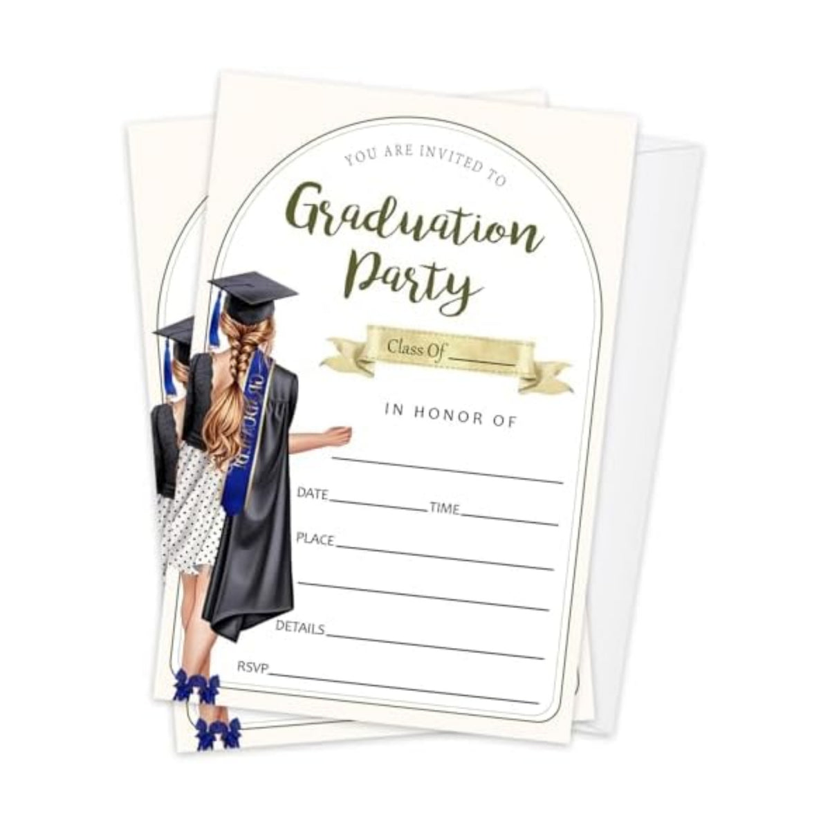Graduation Invitations 2026 with Envelopes - 20 Pack Class of 2026 Tuxedo style Graduation Party Invitations, 4x6 Inch Fill-in Graduation Announcements for High School or College - A07