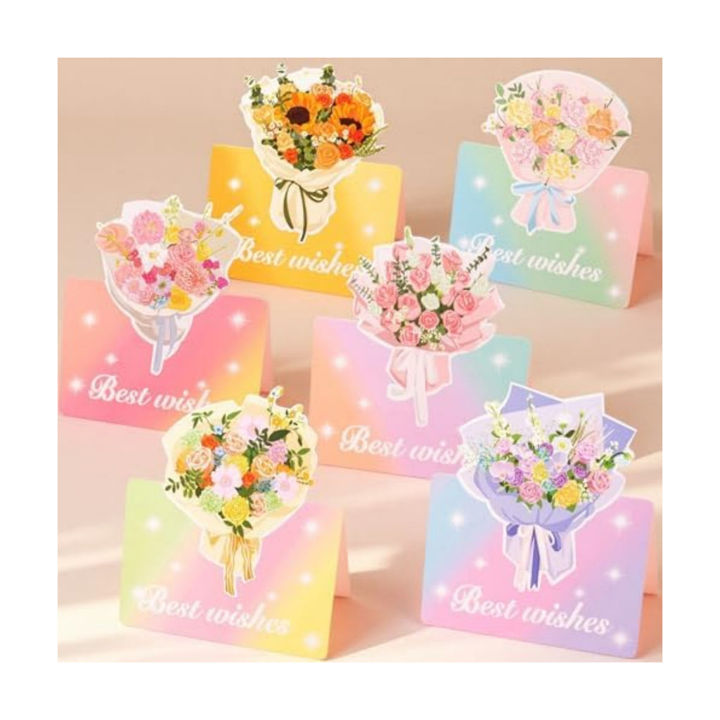 12 Pack Greeting Cards, Floral Bouquet Rainbow Gradient Design, Best Wishes for Birthday, Graduation, Mother's Day, Father's Day, Women's Day, Teachers' Day, New Year, Christmas, Thanksgiving Day, Valentine's Day, Wedding