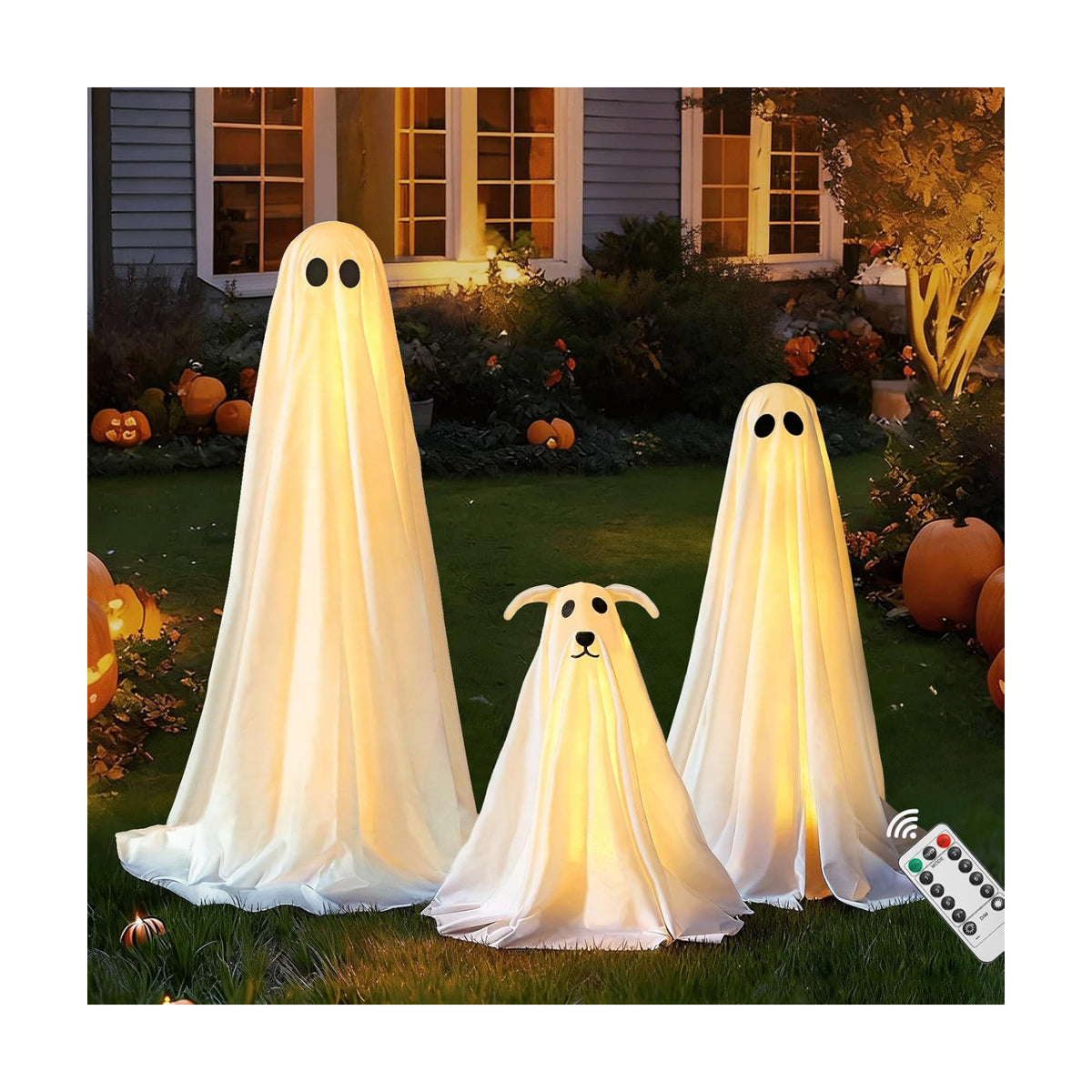Halloween Decorations Outdoor - 3 Pack Lighted Spooky Ghost Decorations