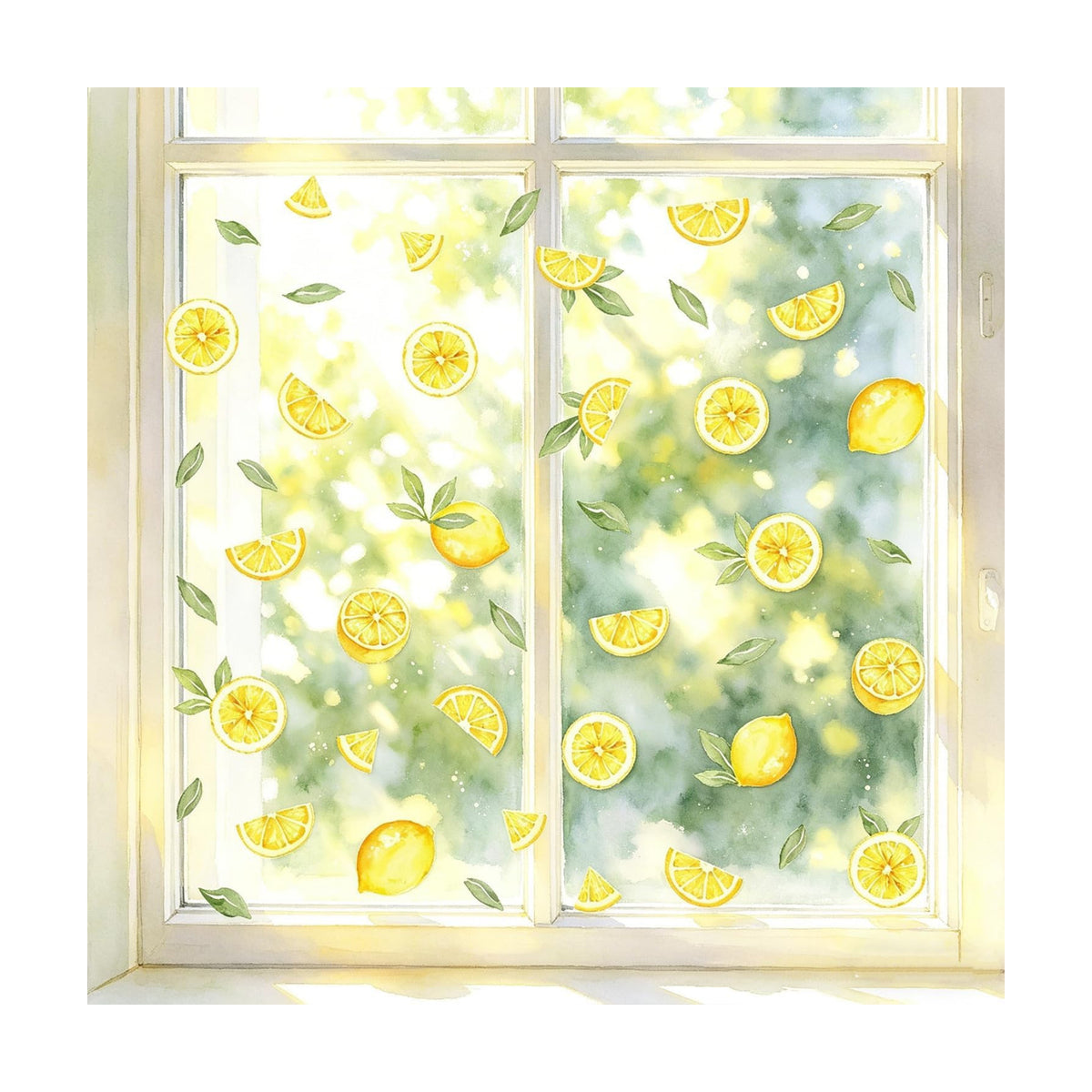 4 Sheets Static Cling Summer Lemon Window Clings 112 Pcs Cute Reusable PVC Window Stickers No Adhesive Removable Fruit Decals for Kitchen Glass Door Cabinet Refrigerator Home Decor