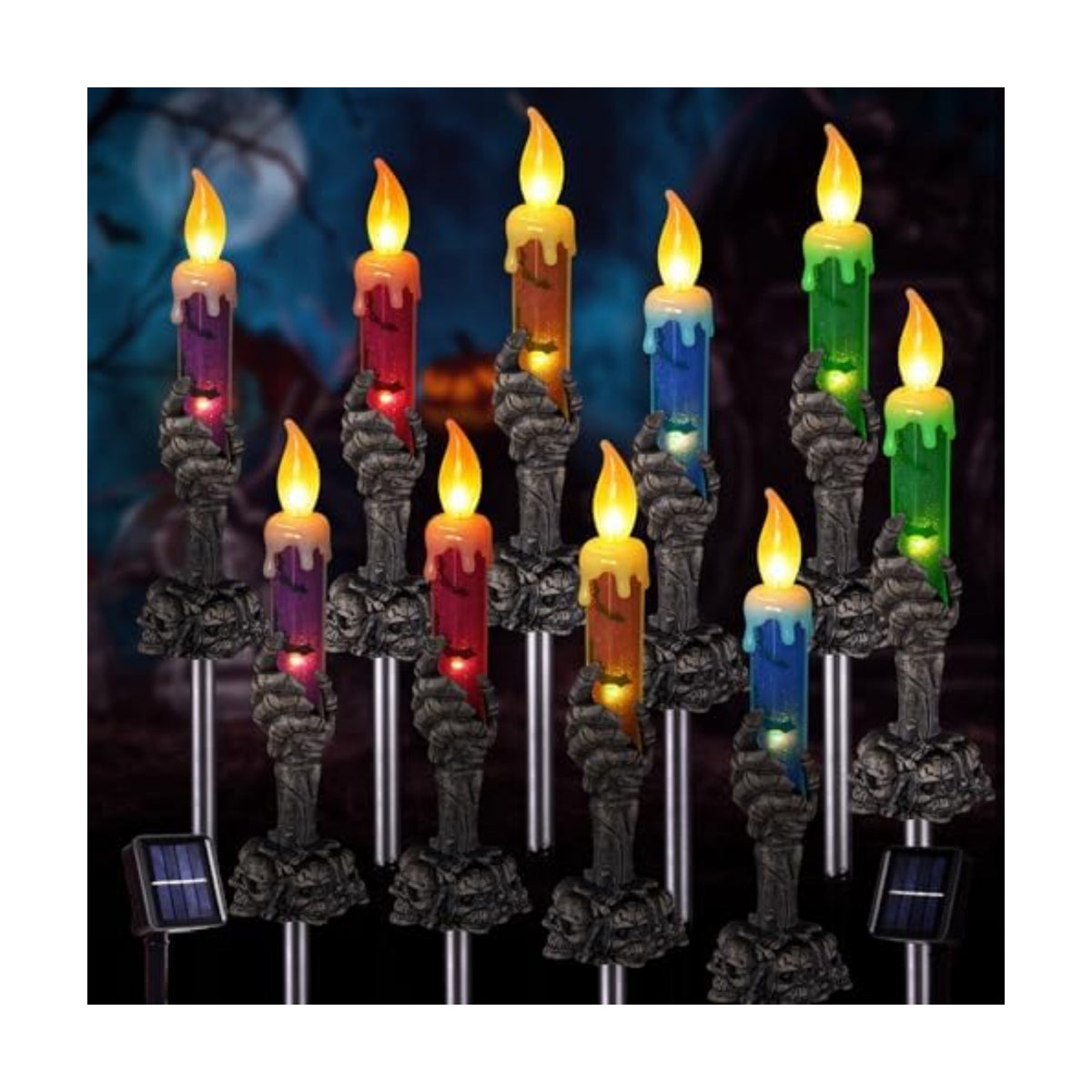 Halloween Decorations Outdoor, Solar Pathway Lights, 10 Pack
