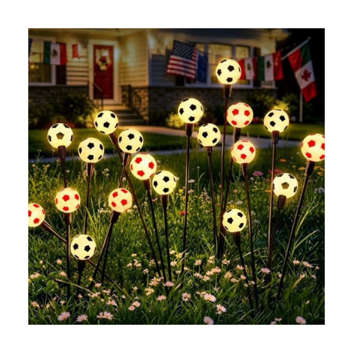 vignuto 2026 Solar Soccer Lights, 8 Packs 48LED, Solar Lights Outdoor Waterproof, World Cup Decorations, Garden Decor, Patio Decor, Unique Decor for Soccer Game.