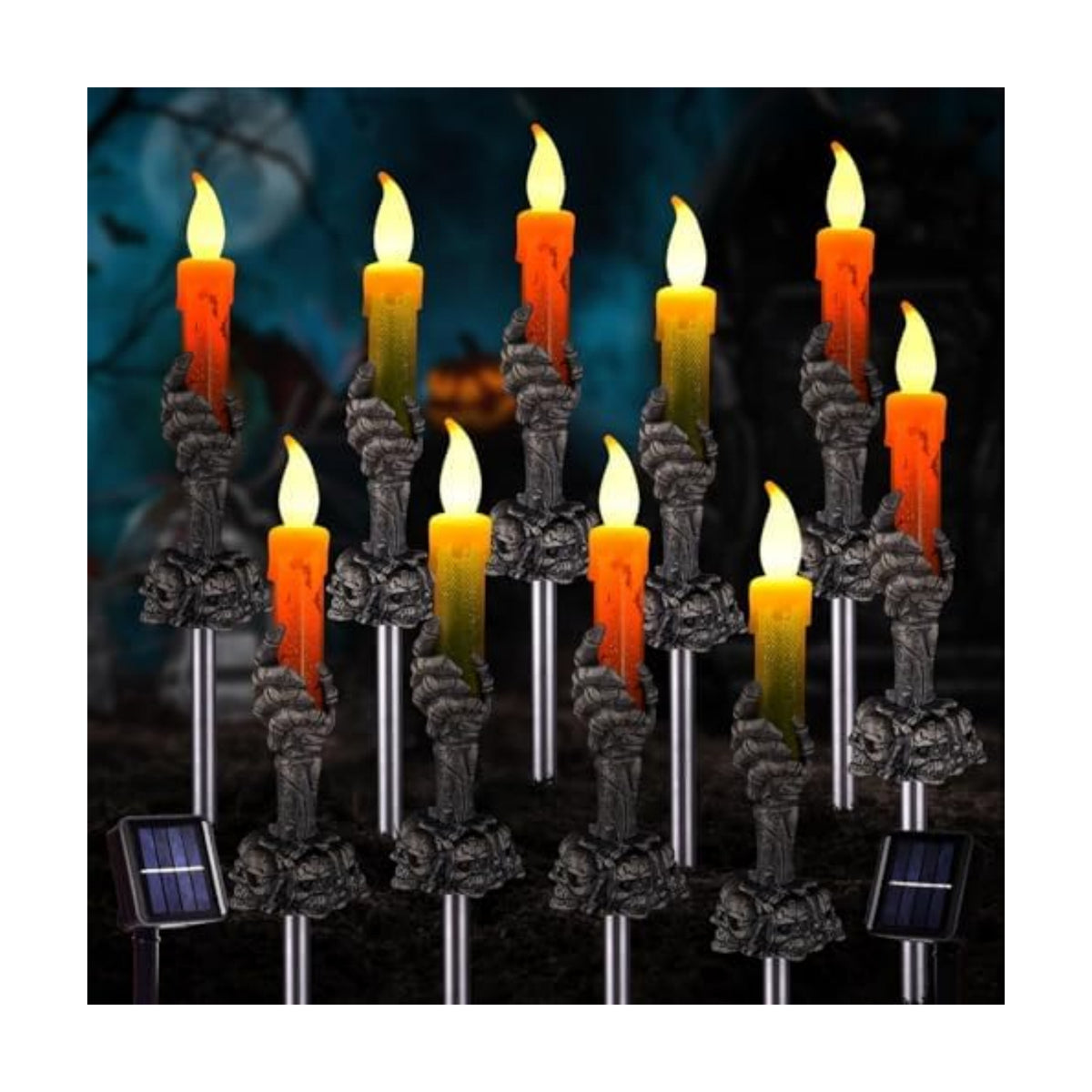 Halloween Decorations Outdoor, Solar Pathway Lights, 10 Pack
