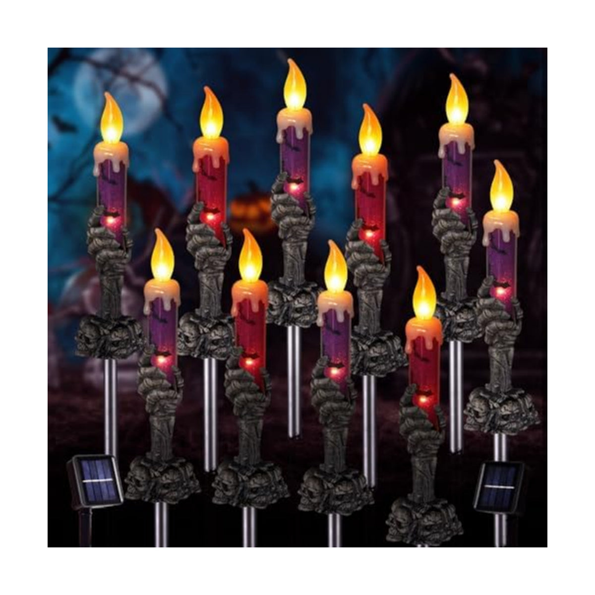 Halloween Decorations Outdoor, Solar Pathway Lights, 10 Pack