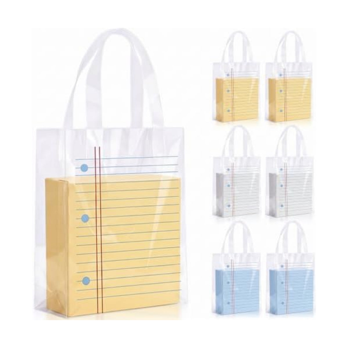 Pajean 12 Pcs End of Year Gift Bags Composition Notebook Plastic Bags with Handles, 5.9x8.7x3.1 Inch Teacher Appreciation PE Treat Bag, Back to School Goodie Pouch for Graduation Teacher Retirement