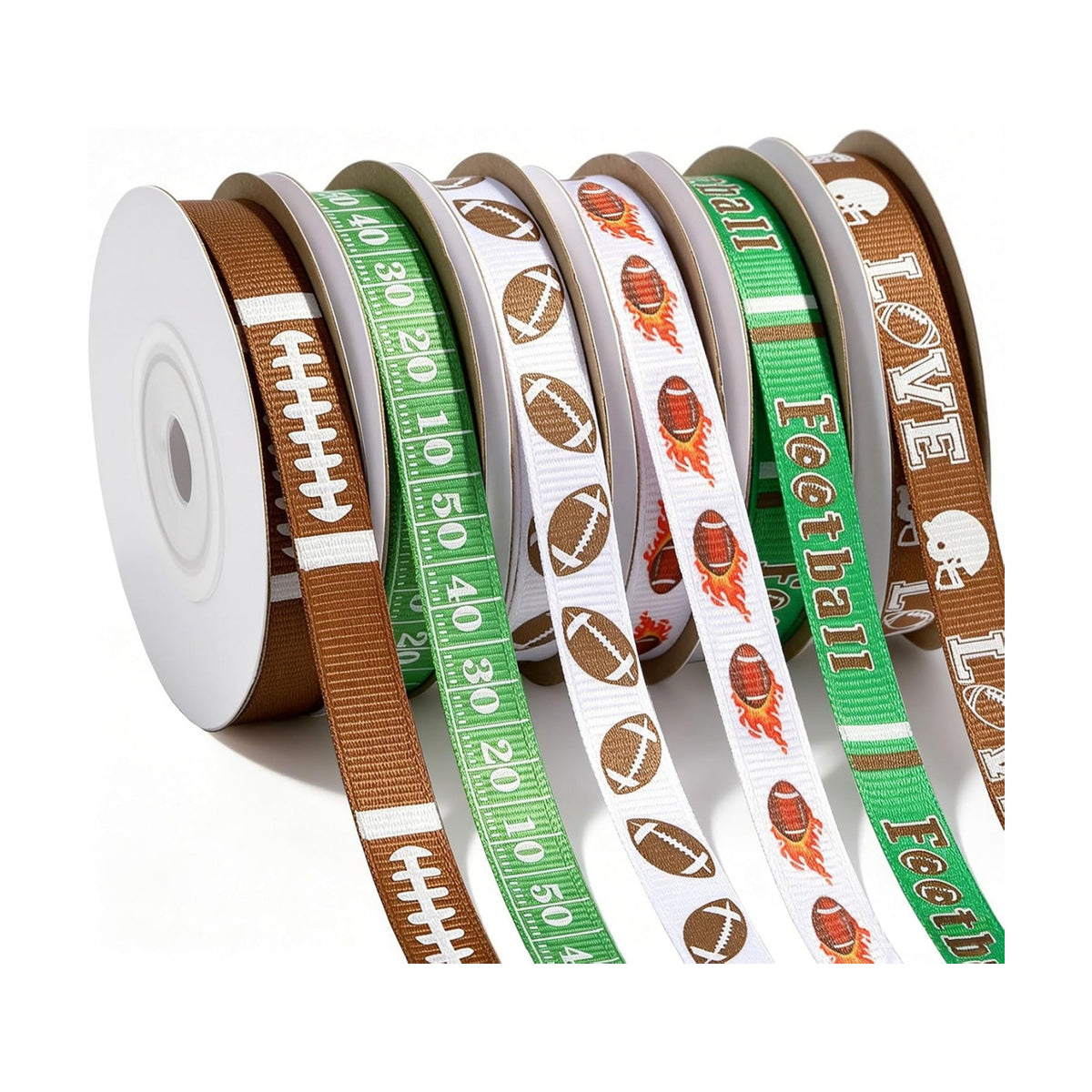DECYOOL Football Grosgrain Ribbon, 3/8" Width 60 Yards Sport Rugby Ribbons