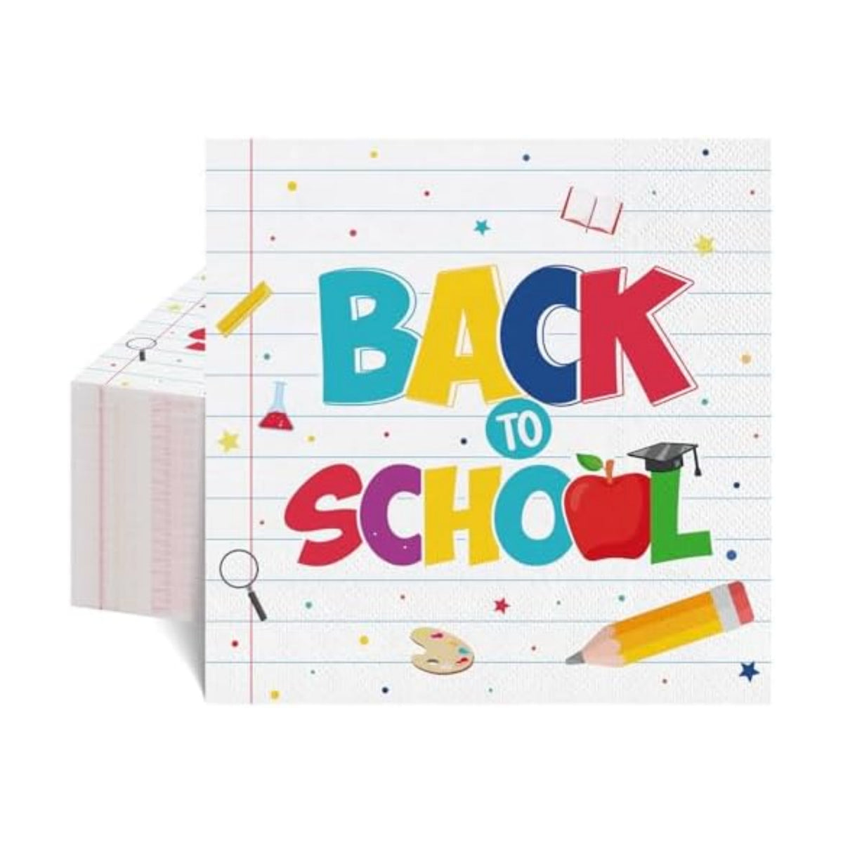 Natnarr 50 Pcs Back To School Napkins, 6.5 Inch First Day of School Napkins