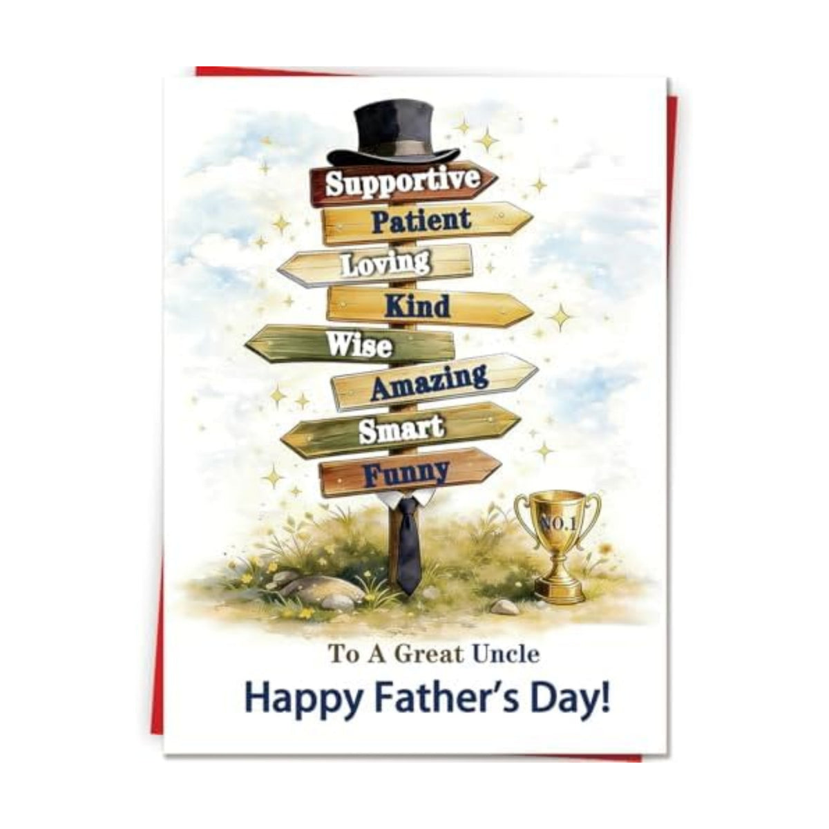 Fathers Day Card Gifts for Uncle from Nephew Niece, Meaningful Direction Sign Design with Emotional Message, Unique Cards for Father's Day Family Celebration and Love