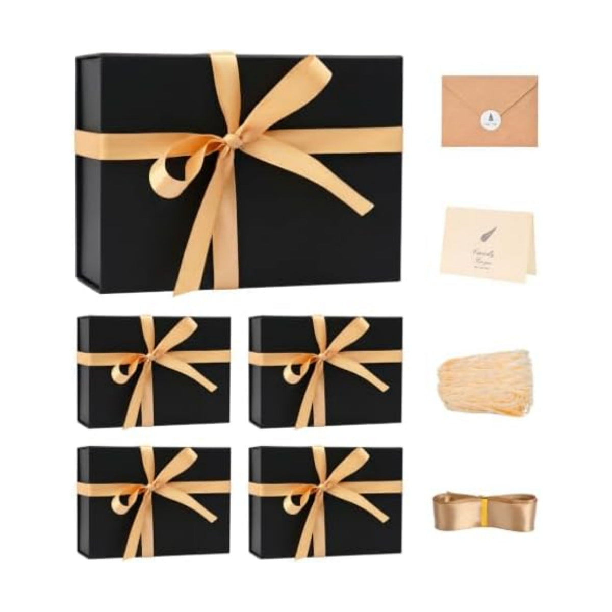 Black Birthday Gift Box with Magnetic Lid for Presents, 9.5"x7"x3.5"