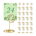 AceOrbit 24 Pcs Monstera Leaf Place Card Holders Gold Metal Number Stand