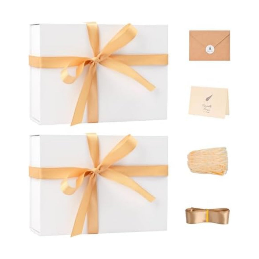 LIFELUM White Magnetic Gift Box for Wedding Presents, 9.5"x7"x3.5"