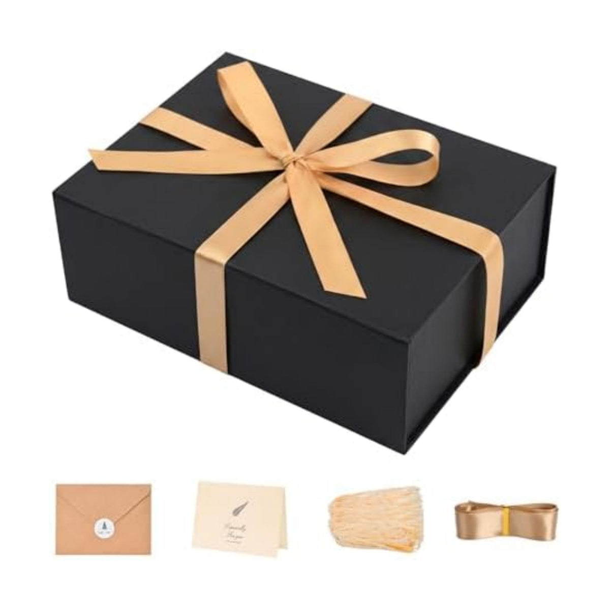 LIFELUM Black Gift Box for Birthday with Magnetic Lid, 9.5"x7"x3.5"