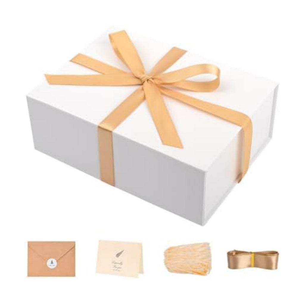 LIFELUM White Gift Box for Wedding with Magnetic Lid, 9.5"x7"x3.5"