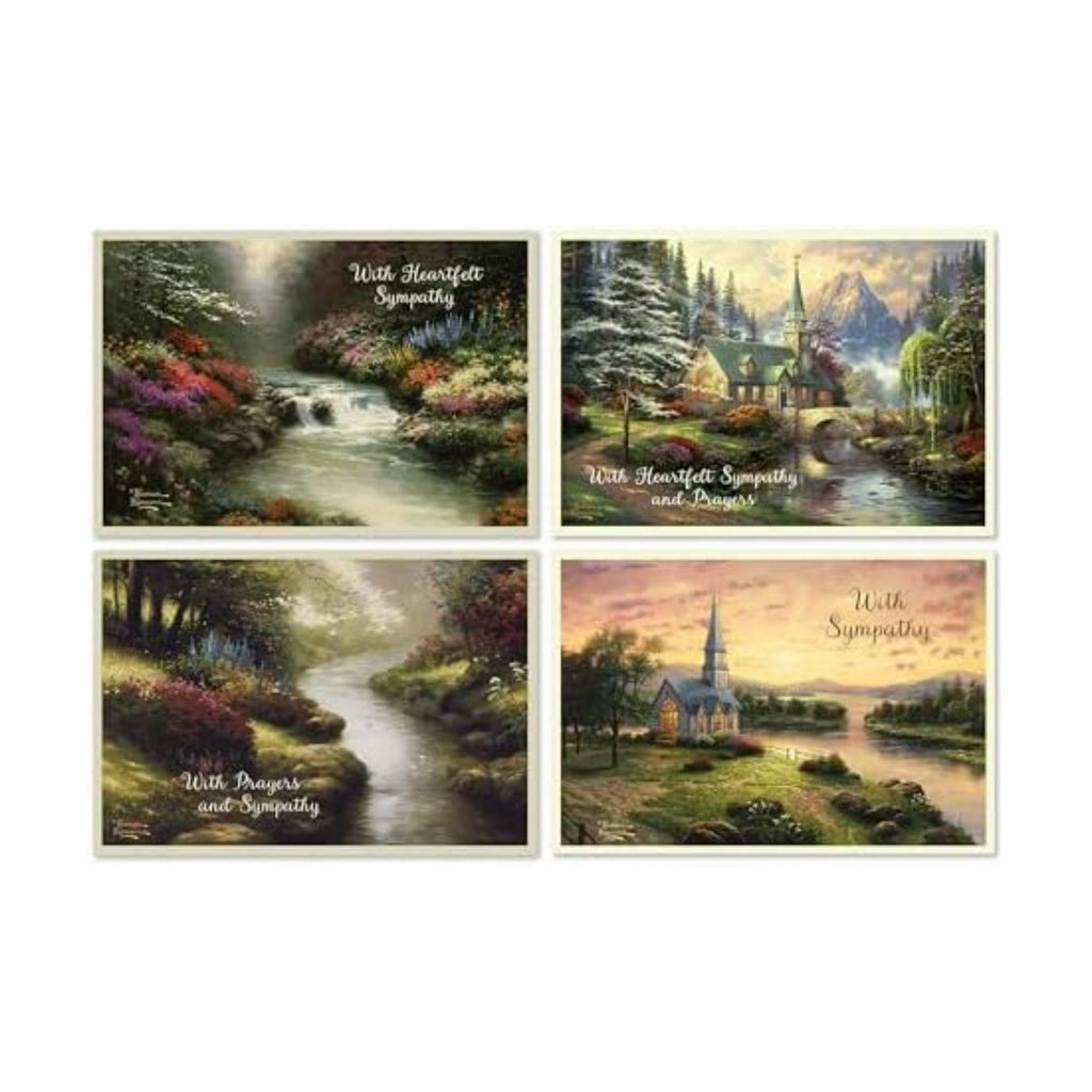 DaySpring Thomas Kinkade Religious Sympathy Card Assortment, Nature Paintings (12 Cards with Envelopes)