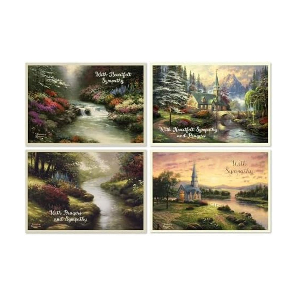 DaySpring Thomas Kinkade Religious Sympathy Card Assortment, Nature Paintings (12 Cards with Envelopes)