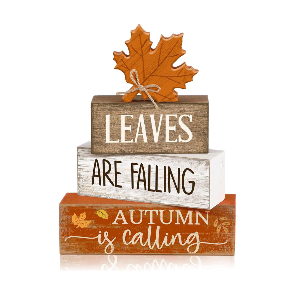 Lineshading 4 Pcs Fall Table Decor Wooden Maple Leaf, Autumn Leaves Sign