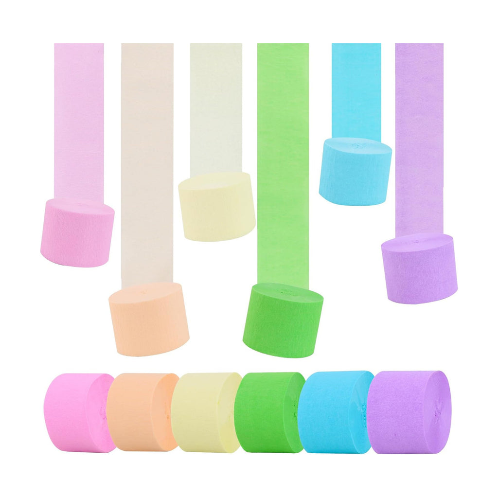 BEISHIDA 6 Rolls Pastel Crepe Paper Streamers for Birthday Wedding Party Decorations Bachelorette Bridal Shower Baby Shower piñatas DIY Craft Paper(492 Ft)