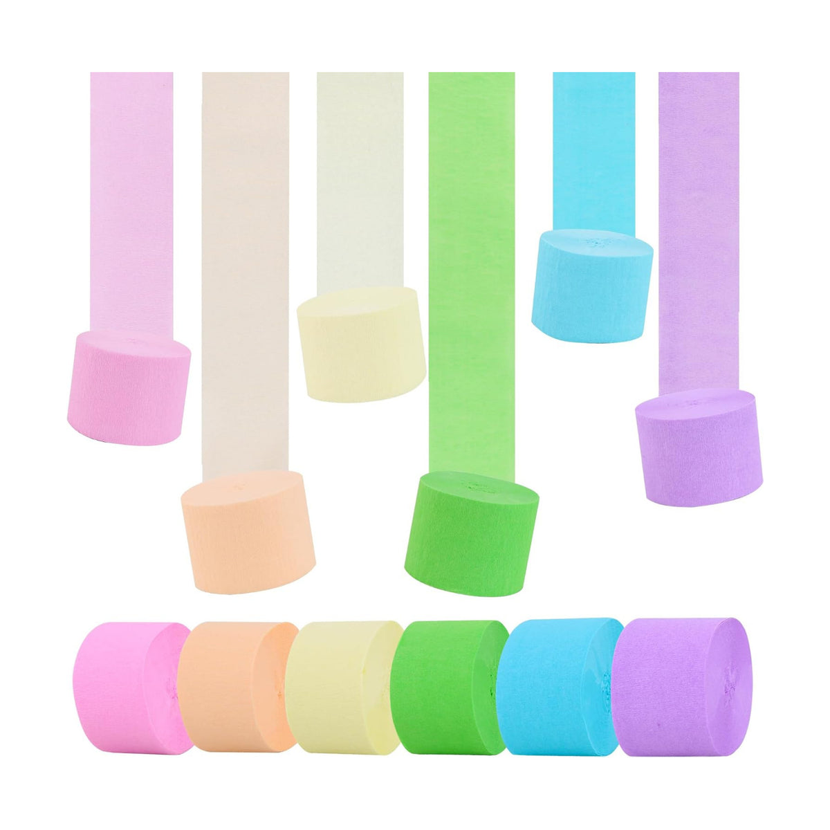 BEISHIDA 6 Rolls Pastel Crepe Paper Streamers for Birthday Wedding Party Decorations Bachelorette Bridal Shower Baby Shower piñatas DIY Craft Paper(492 Ft)