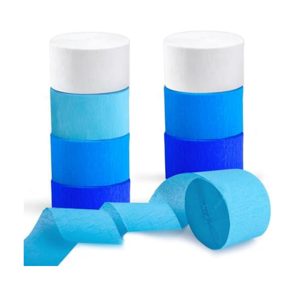 Blue Streamers 8 Rolls Crepe Paper Streamers Party Decorations for Blue Birthday Party, Wedding, Engagement, Bachelorette and Baby Shower Boy