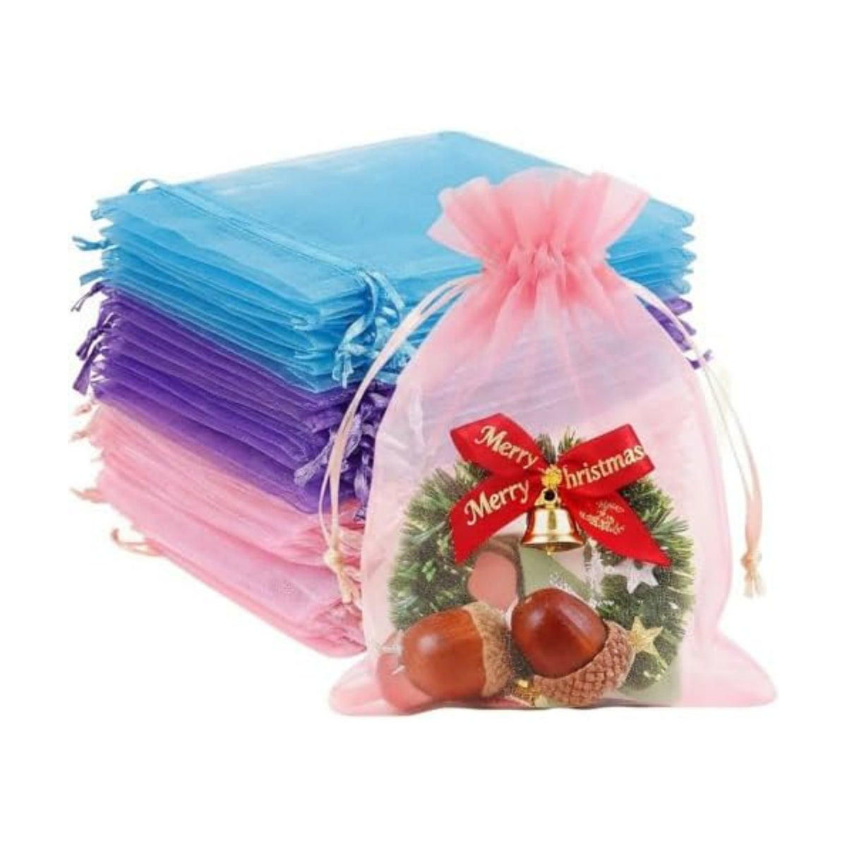3-Color Organza Bags 4x6 Mesh Bags Drawstring for Jewelry Favor Gifts Pouch