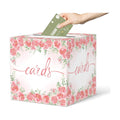 Watercolor Pink Rose Wedding Card Box, Paperboard 8.7" Gift Card Holder for Graduation Birthday Party Reception Retirement Anniversary Bridal & Baby Shower