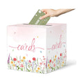 Watercolor Wildflower Wedding Card Box, Paperboard 8.7" Card Box for Party Graduation Birthday Wedding Bridal or Baby Showers Retirement Anniversary Valentine's Day