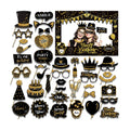 38 Pcs Birthday Photo Booth Props Kit with Frame, Happy Birthday Party Favors Supplies Bday Party Decorations Set for Girls Women Really Glitter Selfie Paper Party Supplies (Gold)