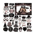 38 Pcs Birthday Photo Booth Props Kit with Frame, Happy Birthday Party Favors Supplies Bday Party Decorations Set for Girls Women Really Glitter Selfie Paper Party Supplies (Rose Gold)