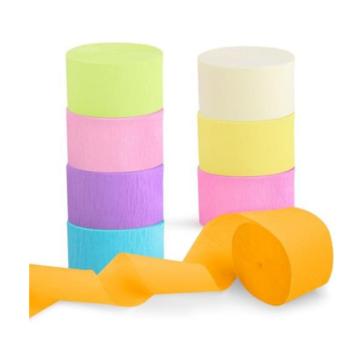 8 Rolls Pastel Streamers, Crepe Paper Streamers Party Decorations for Pastel Birthday Party Bachelorette Wedding Bridal Baby Shower