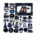 38 Pcs Birthday Photo Booth Props Kit with Frame, Happy Birthday Party Favors Supplies Bday Party Decorations Set for Girls Women Really Glitter Selfie Paper Party Supplies (Blue)