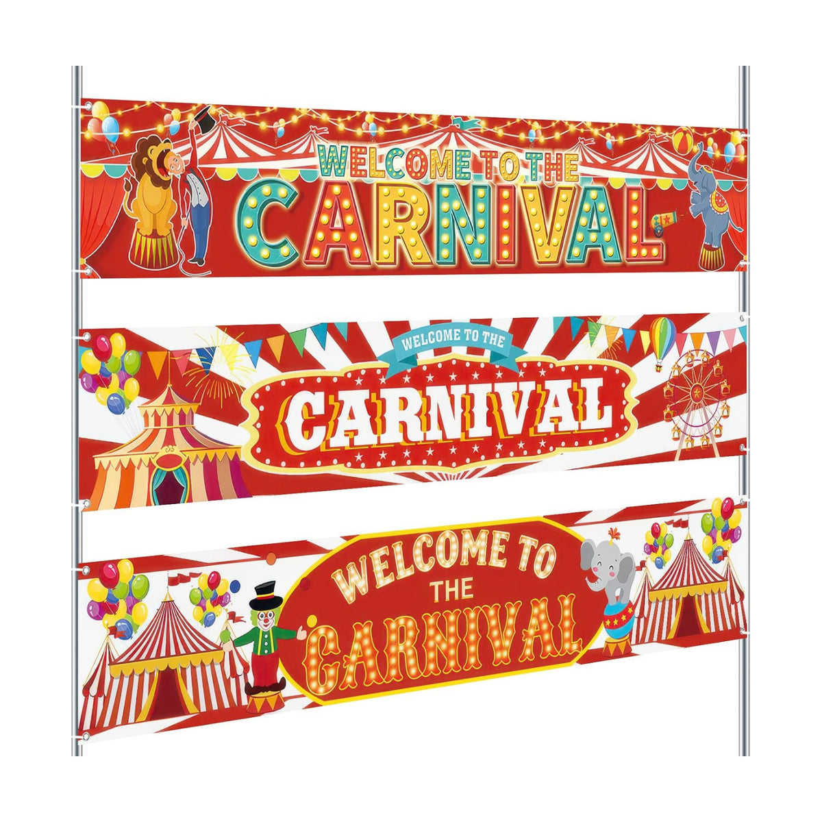 Remagr 3 Pcs Welcome to The Carnival Banner Circus Decorations