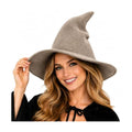 Women Witch Hat for Halloween Wool Hats Wide Brim Spire Knitted Cap for Party Masquerade Cosplay Costume Daily