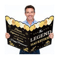 WNINK Black Gold Retirement Card for Men Women, Jumbo Happy Retirement Guest Book Card with Envelope, Large Farewell Signing Card, The Legend Has Retired Party Decorations Gift