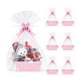 6 Pack Pink Baskets For Gifts Empty, 10x8x3.5" Thick Paper Basket with 6 Clear Bags and 6 Pink Bows, Empty Gift Baskets for Baby Shower Valentine Bridal Birthday Party Wrapping Gift