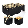 EUSOAR Black Favor Boxes, 120pcs 3x3x3 Inches Small Gift Boxes Mini Bakery Cookies Candy Box with Gold Ribbon, Square Paper Chocolate Containers for Wedding Birthday Bridal Party Favor Decoration