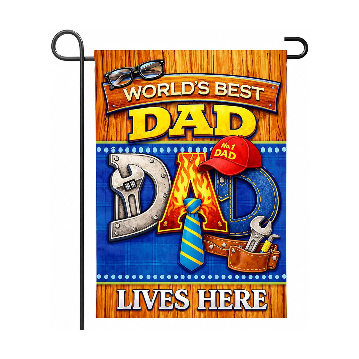 Fathers Day Decorations - WORLD'S BEST DAD Garden Flag | Dad Gifts for Fathers Day | Double Sided Father's Day Garden Banners for Outdoor Outside Patio Lawn Home Patry Decor