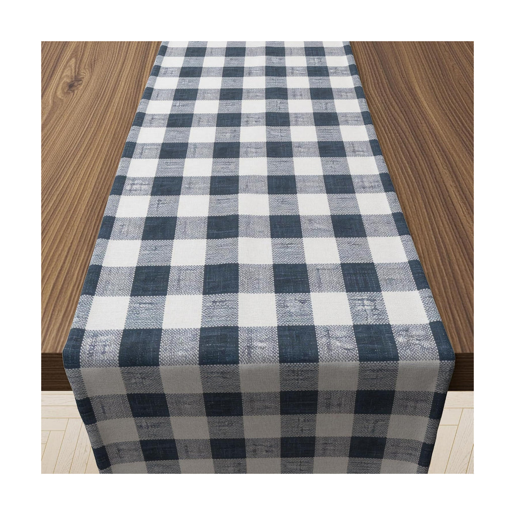 Gingham Table Runner - Blue and White Checkered Table Runner for Baby Shower, Birthday Party, Wedding Decorations | Farmhouse Kitchen Dining Table Decor Party Supplies for Home Indoor Outdoor