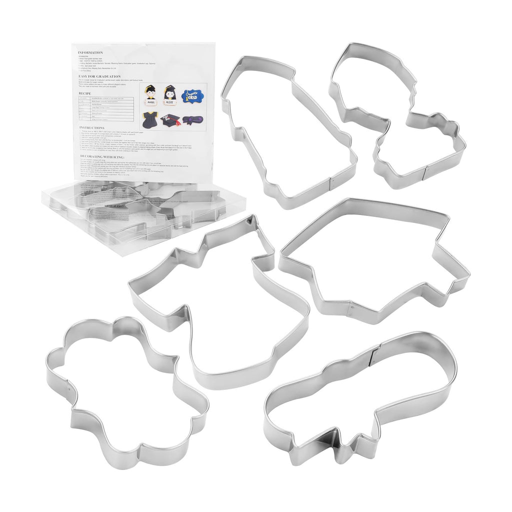 MrCookie Large Graduation Cookie Cutters,4in,6pc,Thickened Stainless Steel.
