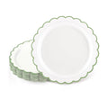 NatNarr 30 Pk Sage Green Plates 7" Scalloped Green White Dessert Cake Plate