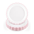 NatNarr 30 Pk Pink Paper Plates 9" Scalloped Pink White Party Plates
