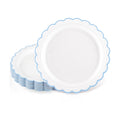 NatNarr 30 PK Light Blue Plates 7" Scalloped Blue White Dessert Cake Plates