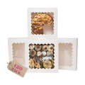 qiqee 10"x 10"x 2.5" White Pie Boxes with Window 120Packs Cookie Donut Bakery Box (Auto-pop Up)