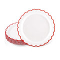 NatNarr 30 Pk Red Paper Plates 7" Scalloped Red White Dessert Cake Plates