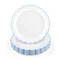 NatNarr 30 Pcs Light Blue Plates 9" Scalloped Blue and White Dessert Plates