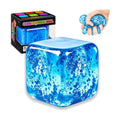 Stress Cube Squishy Stress Balls,Squishy Cube Filled with Glitter,(2.17in) Ice Cube Stress Balls for Adults,Sensory Fidget Toys for Anxiety Stress Relief,Party Favors (Blue Stress Cube)