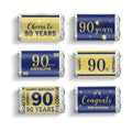 Tenare 90 Pcs 90th Birthday Candy Wrappers, Blue and Gold Stickers